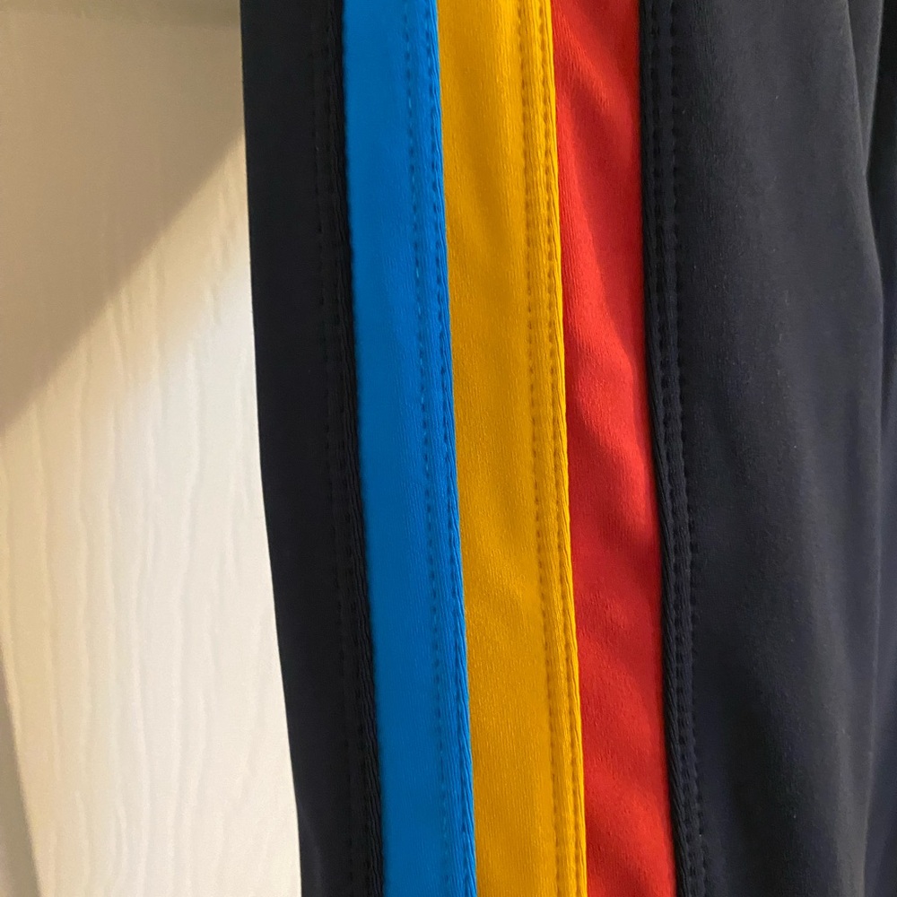 Women’s Black High-Waist Leggings with Rainbow Side Stripes - Picture 4 of 5